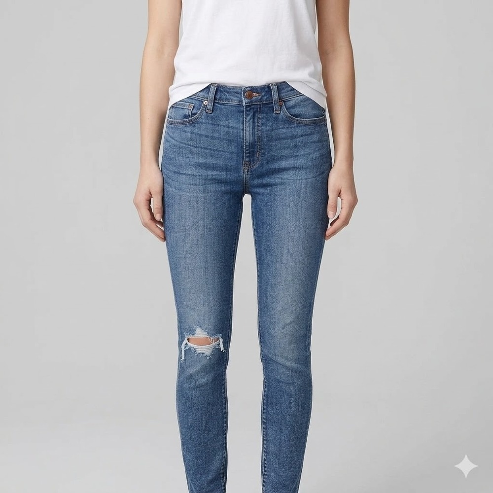 J. Crew Stretch Toothpick Skinny Jeans Womens‎ 28 Blue Distressed Medium Read